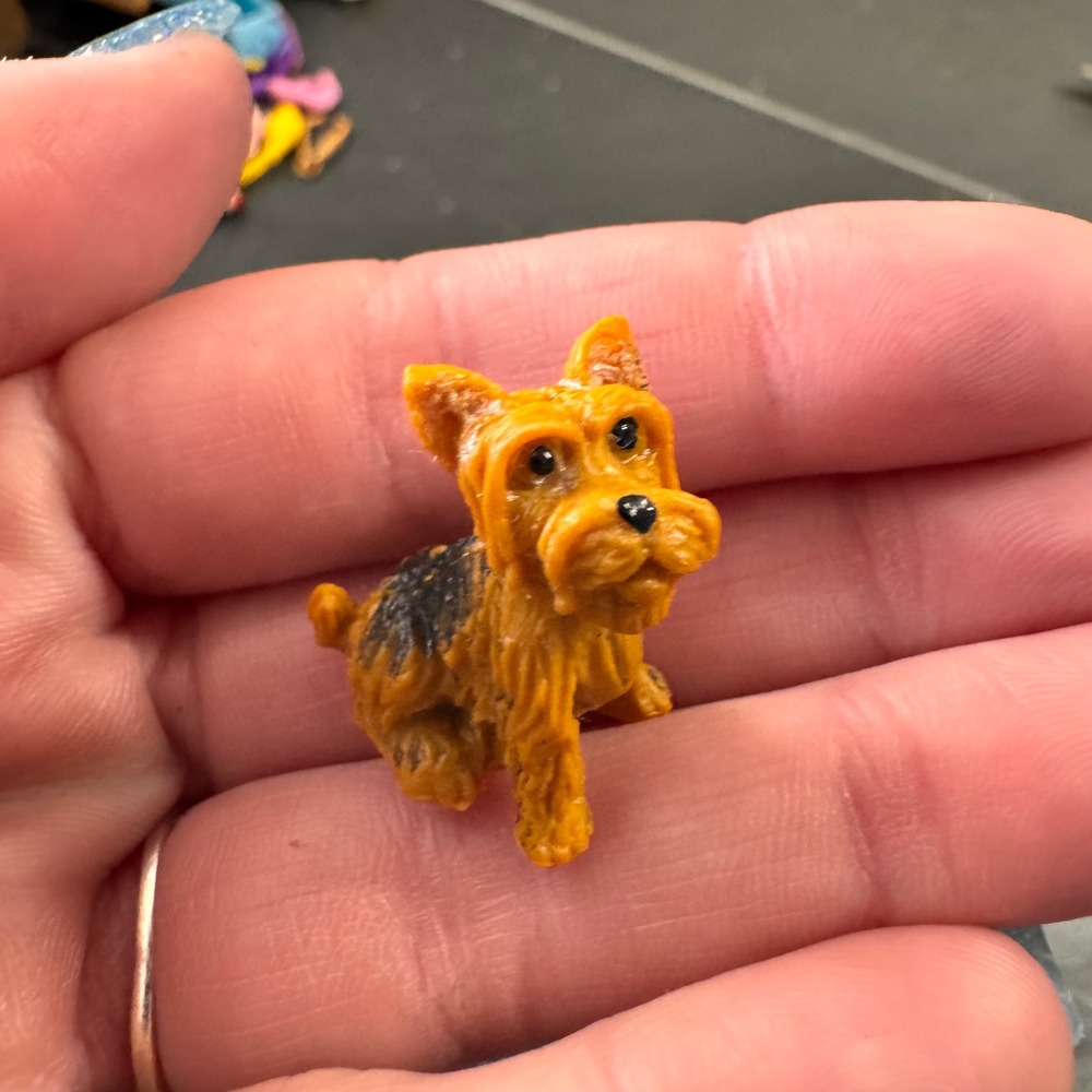 Vintage A&A China Miniature Yorkshire Terrier Dog Figurine Tiny Yorkie Resin Tan